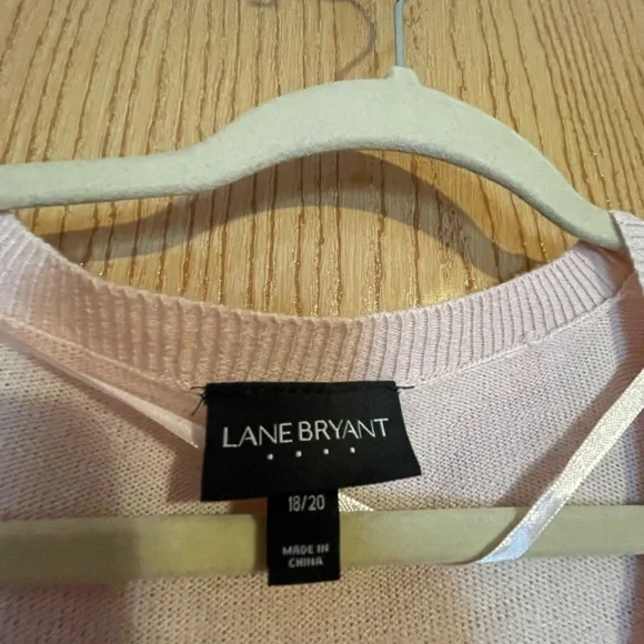 Light pink crew neck sweater with bottom ruffle trim - Picture 4 of 7